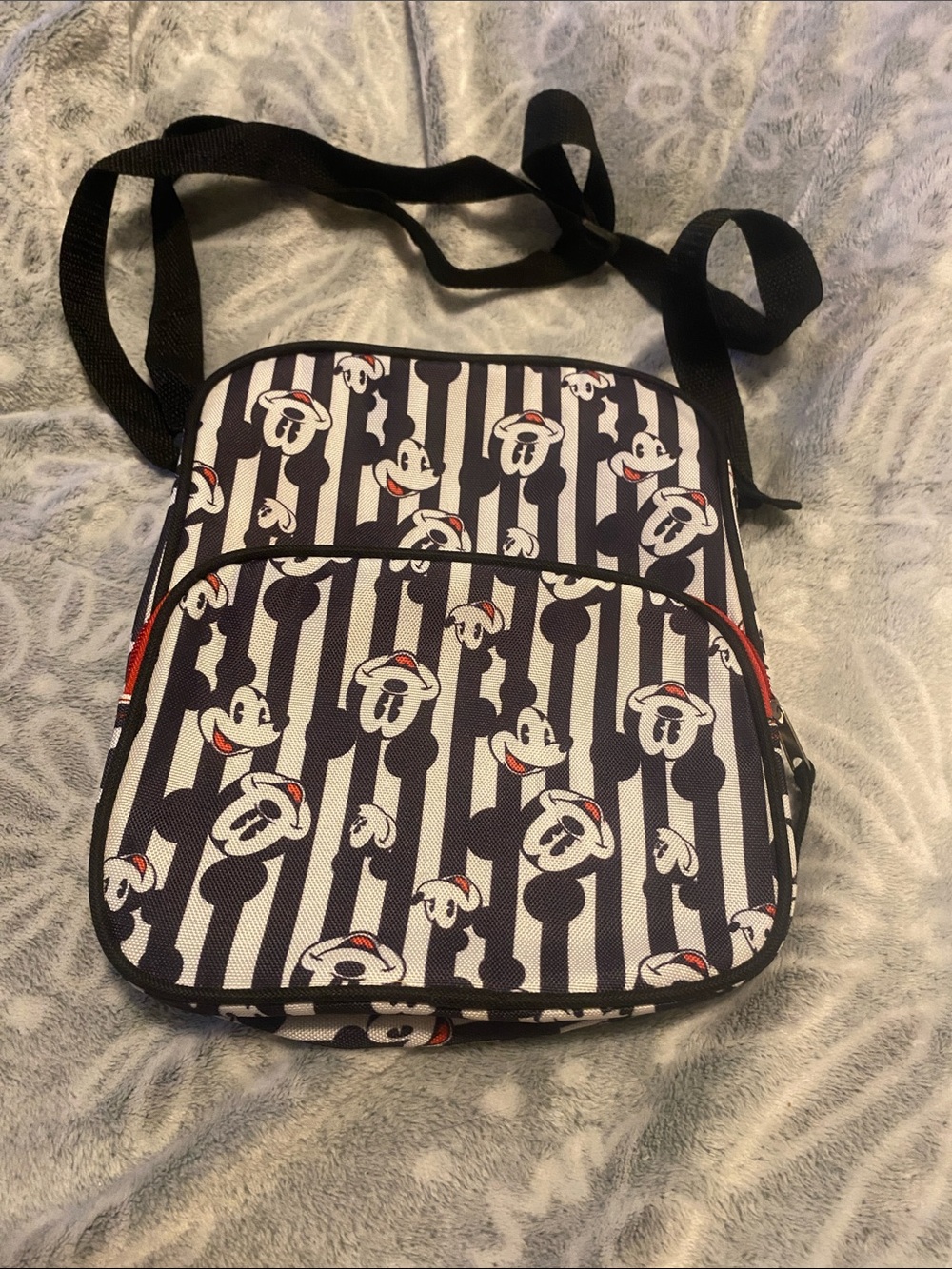 Disney Mickey Mouse Striped Crossbody Bag - Black/White